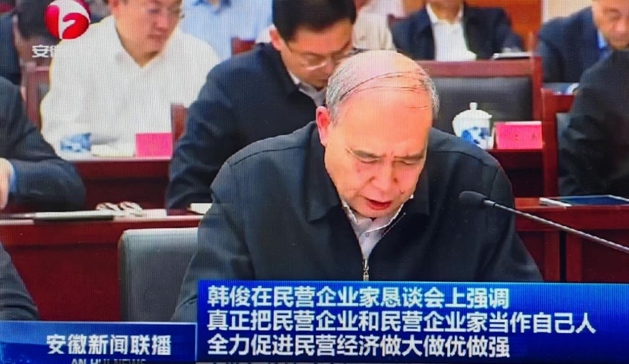 01-圖為皖南電機(jī)黨委書記、副董事長(zhǎng)管兵在作重點(diǎn)發(fā)言。（視頻截圖）